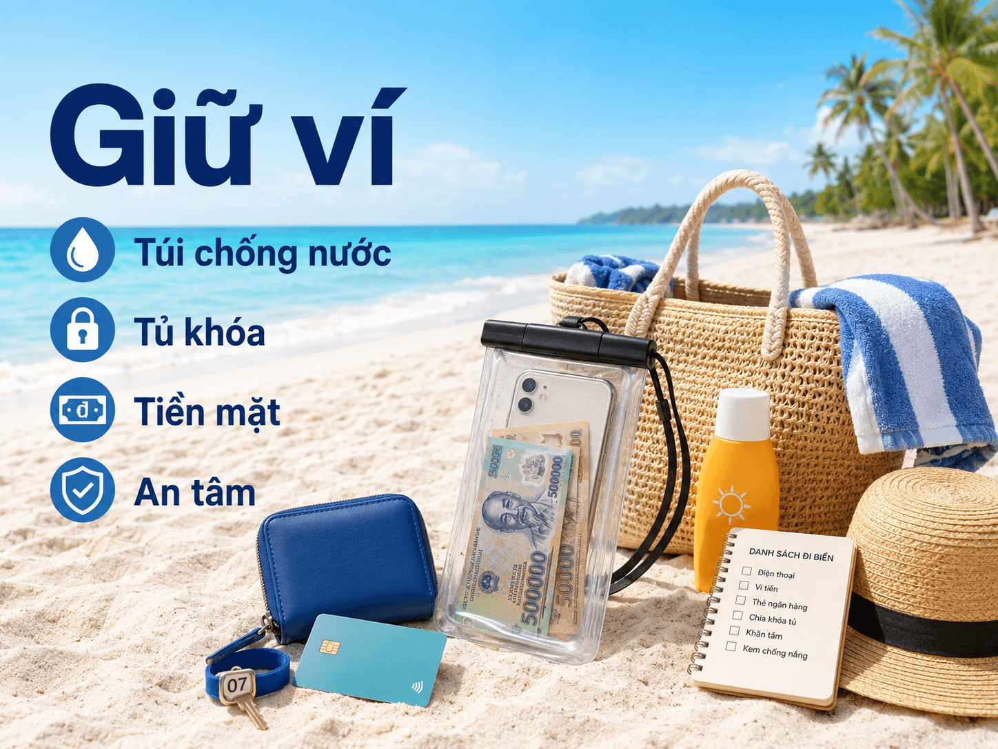 Bảo quản tư trang và tiền bạc khi tắm biển - Hình 1