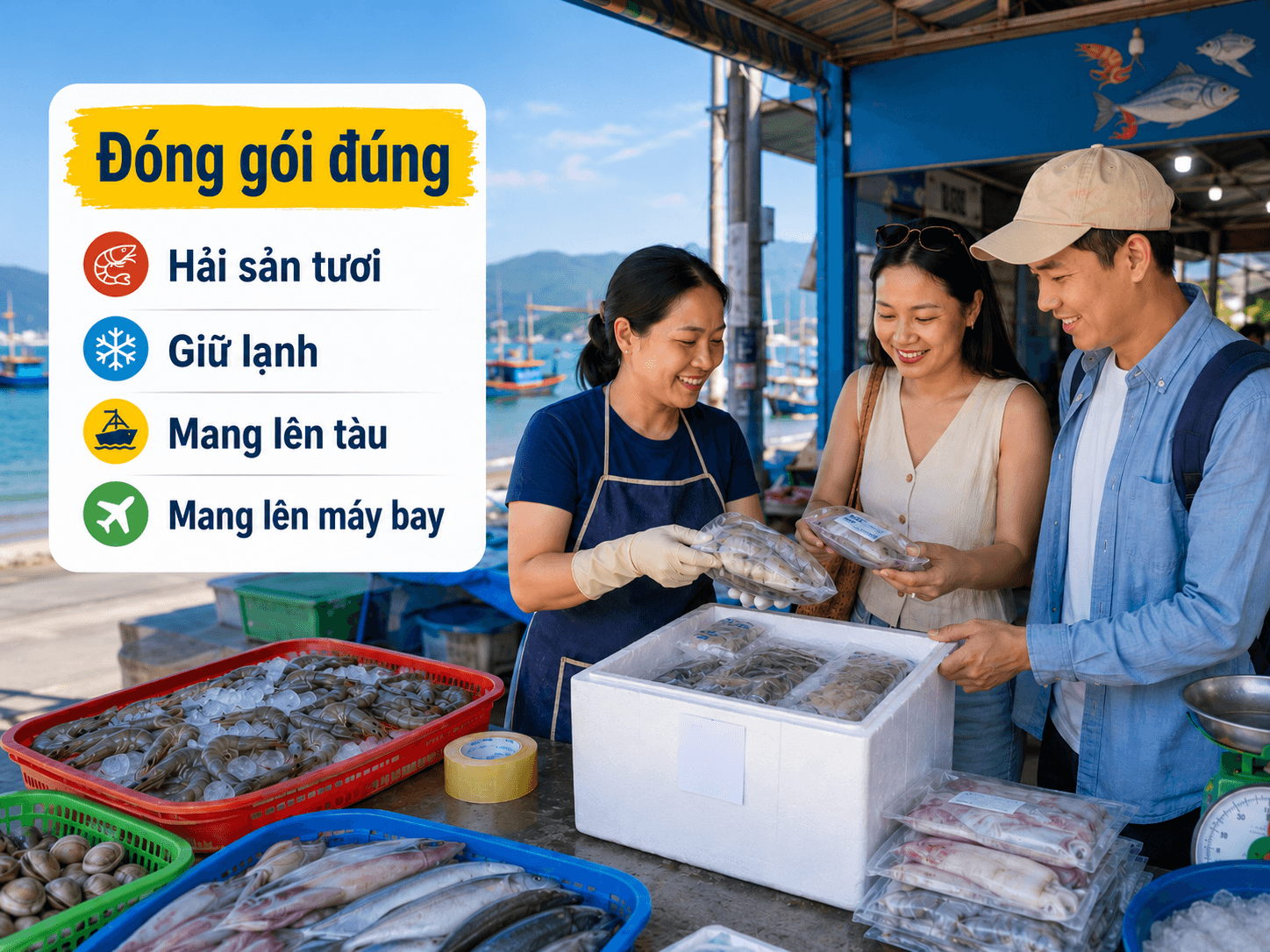 Mẹo đóng gói hải sản tươi mang lên máy bay/tàu - Hình 1