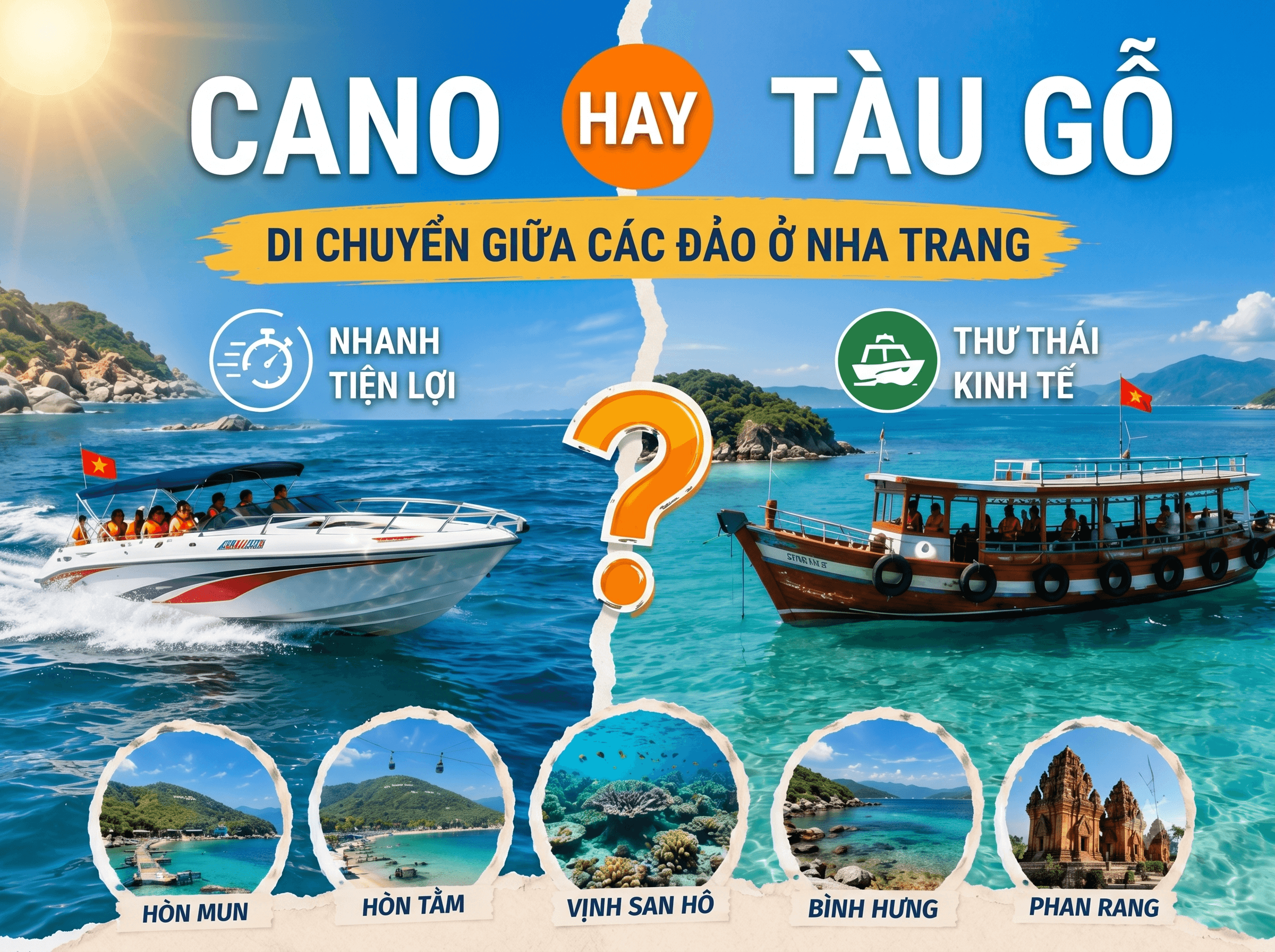Di chuyển giữa các đảo ở Nha Trang: cano hay tàu gỗ? - Hình 1